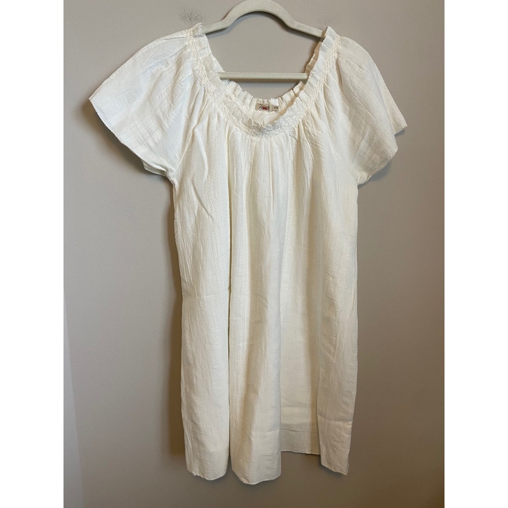 Faherty White‎ Organic Cotton Flax Smocked Shift Dress  Womens XS - Picture 2 of 7